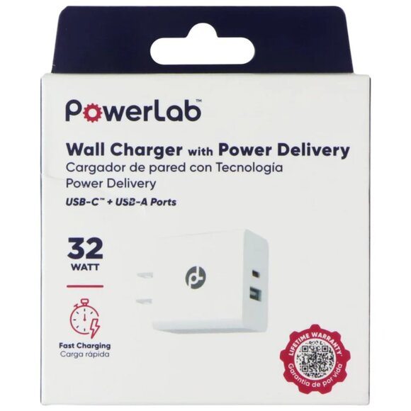 PowerLab 32W USB-C / USB-A Wall Charger with Power Delivery - White - Picture 1 of 2